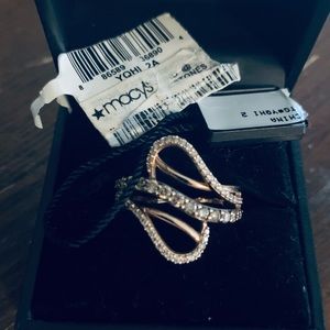 Levian Wave Ring Vanilla/Choc Diamond 14k Rose Gold Ring Size 8 Nwt